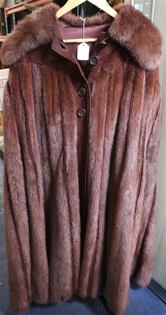 A dark brown mink evening cape